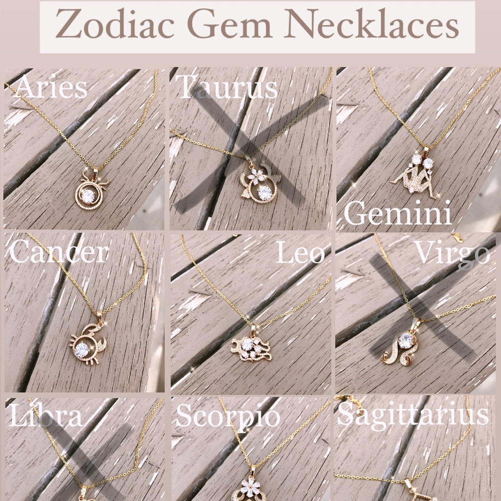 16k Gold Zodiac Gem Necklace